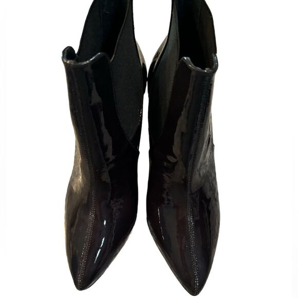 Pour La Victoire Glossy Black wedge booties - Picture 2 of 5